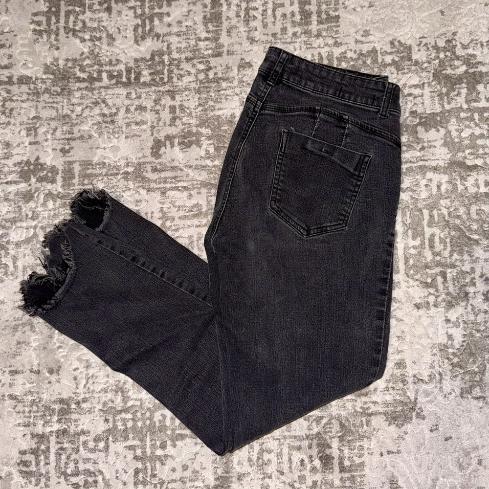 Cest Toi Womens Capris Black Distressed Frayed Cutoff Detail Size 13x25